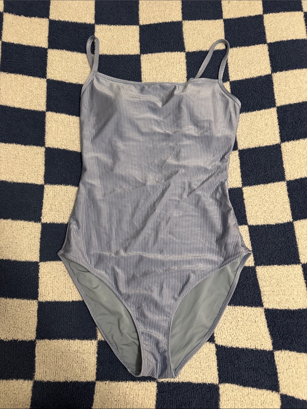 Aerie Classic Ribbed One-Piece Swimsuit in Light Blue